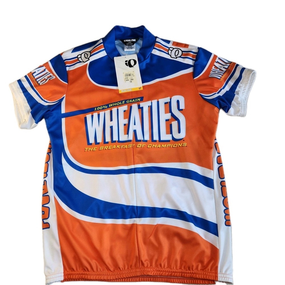 PEARL IZUMI Wheaties Cycling Jersey Shirt Mens Large Orange Blue Zip Up NEW